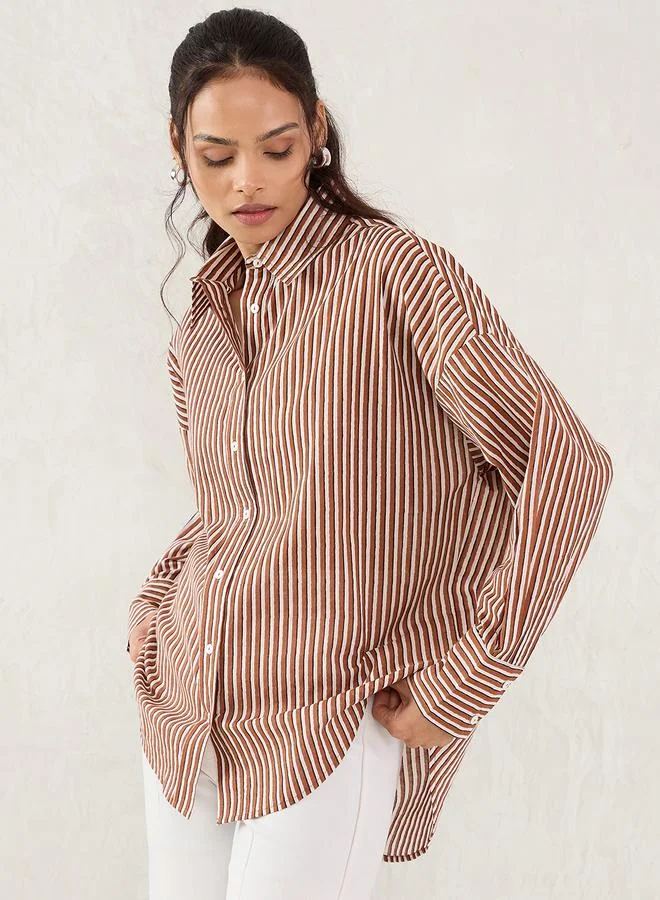 Femmella Femmella  Cotton Striped Buttoned Shirt