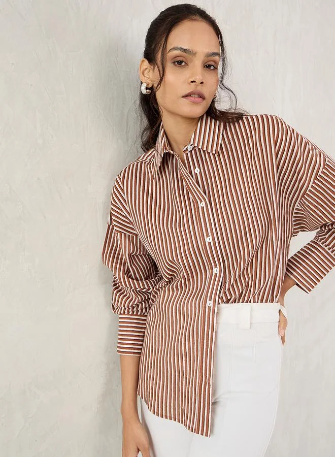 Femmella Femmella  Cotton Striped Buttoned Shirt