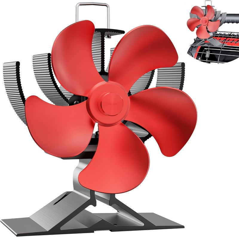 Easywave Wood Stove Fan Non Electric: Heat Powered Fireplace Fan with Slot & Spring Fixed on Propane Heater, Thermoelectric Thermal Fan for Wood Burning Stove/Pellet/Log Burner/Buddy Heater - Image 1
