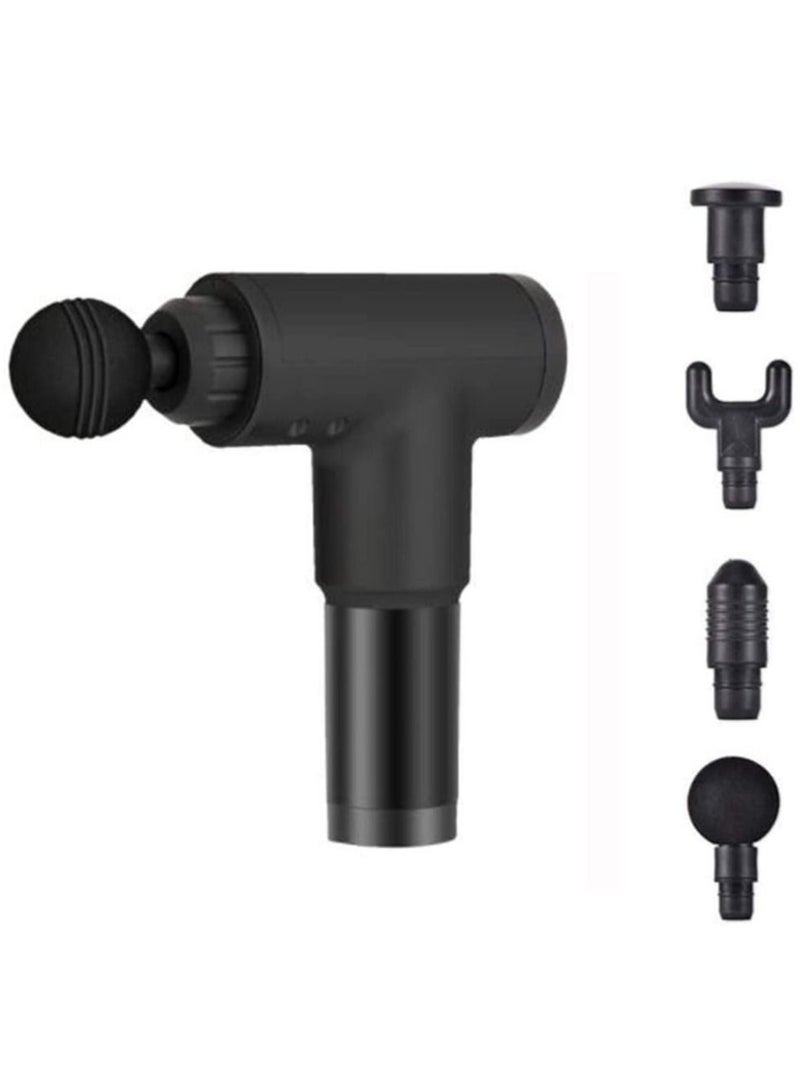 Muscle massage gun, Electric hand-held deep muscle fascial massager, With 4 massager heads, 4th gear can adjust low noise, Fitness yoga accessories (Color : Black) - Image 1