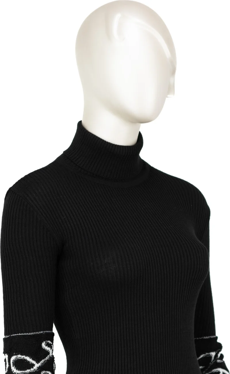 اوبلاند Women's Winter Stylish Beaded Full Turtleneck Long Sleeve Fitted Lycra Knitted Knitwear Bodysuit Sweater
