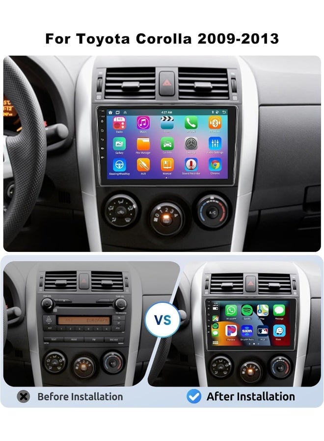 Vierex Android Car Stereo Screen For Toyota Corolla 2008-2013 With Apple Carplay Android Auto Wireless WiFi DSP FM&AM Bluetooth Mic AHD Camera Included Fast Interface (4+32GB Carplay) - Image 2