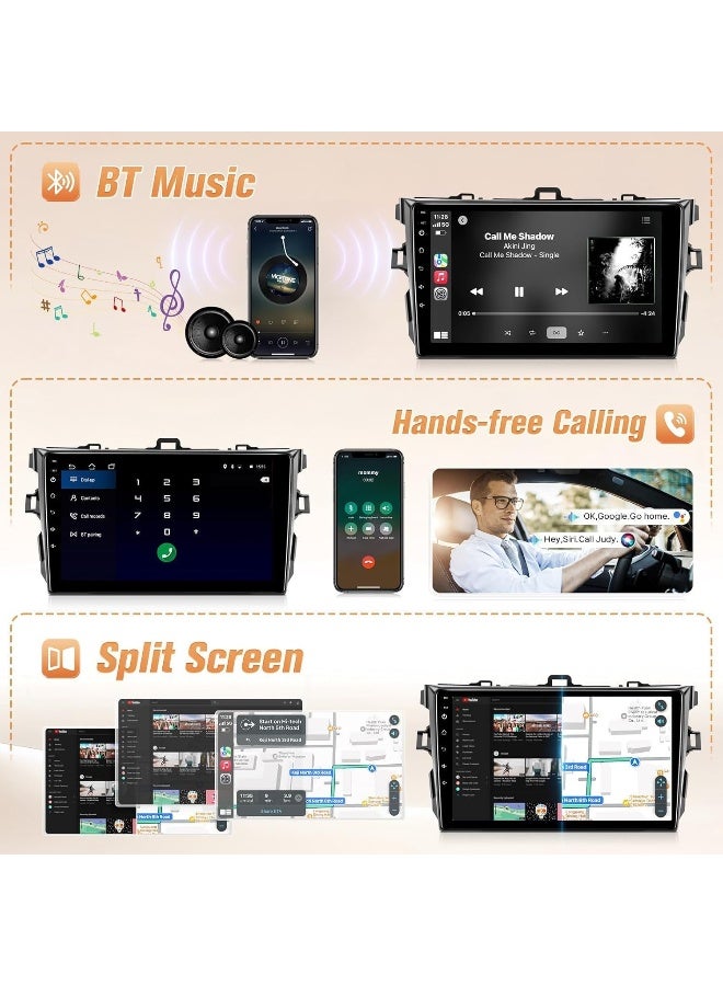 Vierex Android Car Stereo Screen For Toyota Corolla 2008-2013 With Apple Carplay Android Auto Wireless WiFi DSP FM&AM Bluetooth Mic AHD Camera Included Fast Interface (4+32GB Carplay) - Image 5