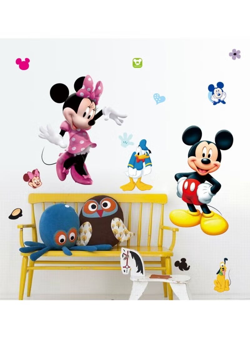 Generic - Mickey Minnie Stickers Living Room Background Decoration Children's Room Decorative Wall Stickers Removable Wallpaper - Image 1