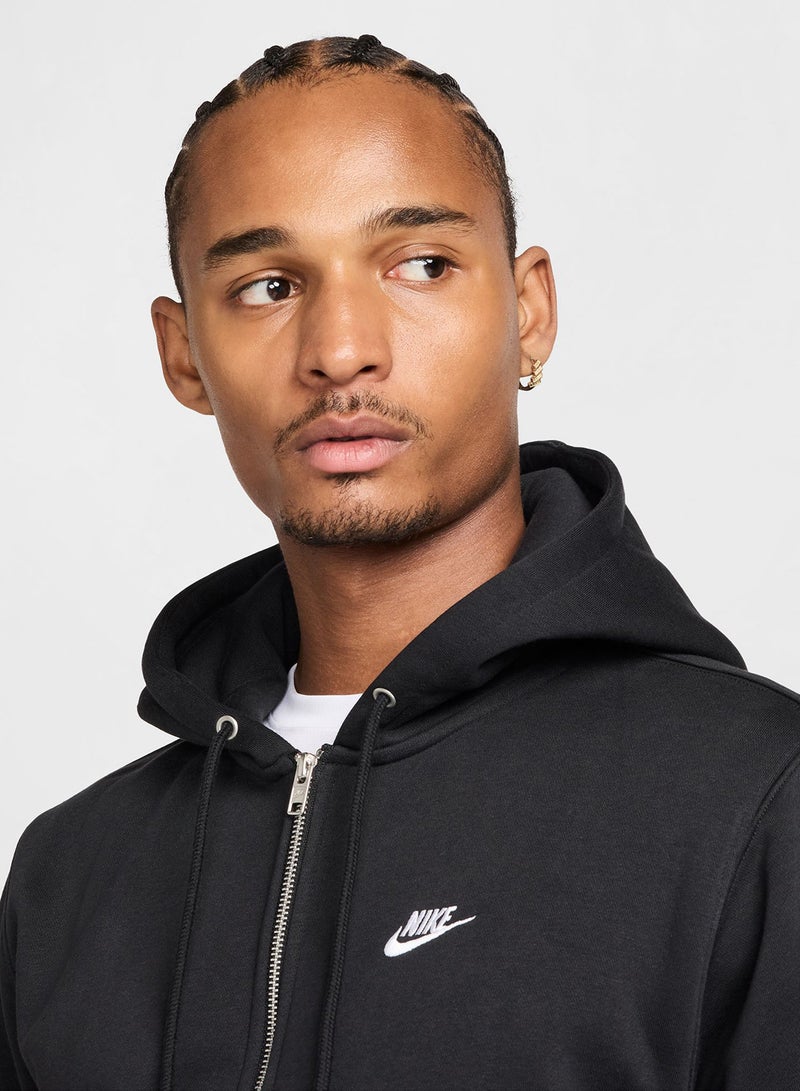 Nike Club Brushed Full-Zip Hoodie - Image 3