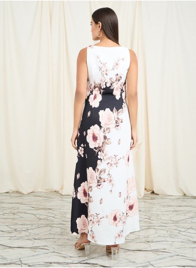 Styli - Floral Print Sleeveless Shift Maxi Dress - Image 1