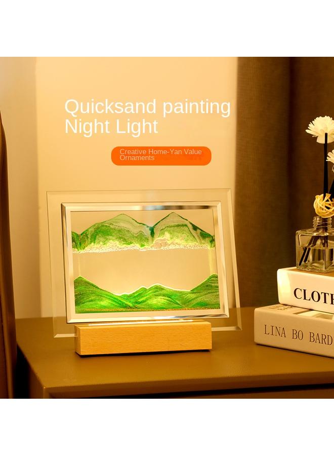 Bluejw New Product Quicksand Painting Night Light Table Lamp Desktop Decoration Office 3D Quicksand Landscape Painting Square Romantic Night Light Gift - Image 2