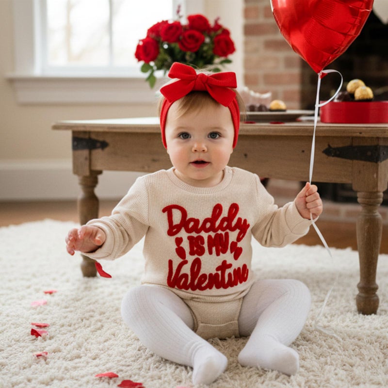 Lucikamy Newborn Baby Boy Girl Valentine's Day Outfits Sweatshirt Romper Infant Long Sleeve One Piece Romper Spring Clothes (red 80154, 3-6 Months) - Image 2