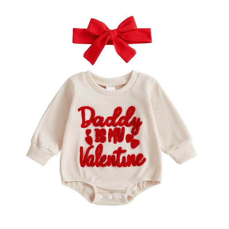 Lucikamy Newborn Baby Boy Girl Valentine's Day Outfits Sweatshirt Romper Infant Long Sleeve One Piece Romper Spring Clothes (red 80154, 3-6 Months) - Image 1