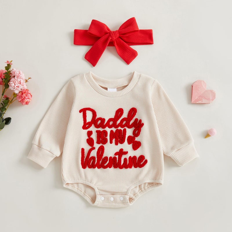 Lucikamy Newborn Baby Boy Girl Valentine's Day Outfits Sweatshirt Romper Infant Long Sleeve One Piece Romper Spring Clothes (red 80154, 3-6 Months) - Image 4