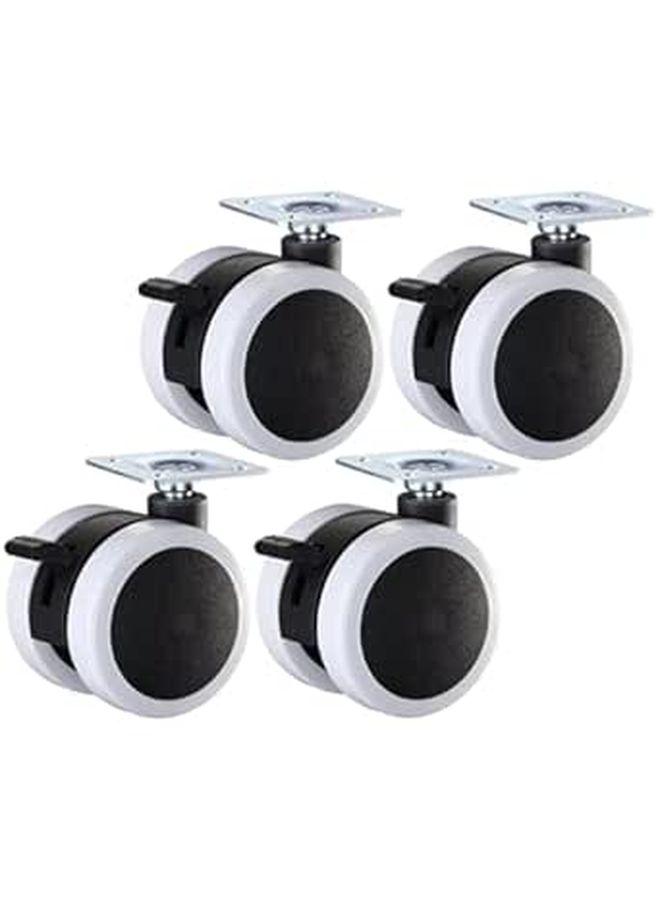 4 Pcs 7.1cm White Pu Flat Brake Caster Wheels Heavy Duty Universal Office Furniture Casters For Chairs Planter Workbenches Home - Image 1