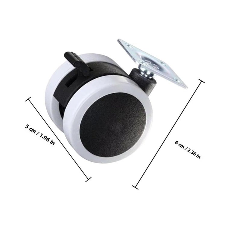 4 Pcs 7.1cm White Pu Flat Brake Caster Wheels Heavy Duty Universal Office Furniture Casters For Chairs Planter Workbenches Home - Image 3