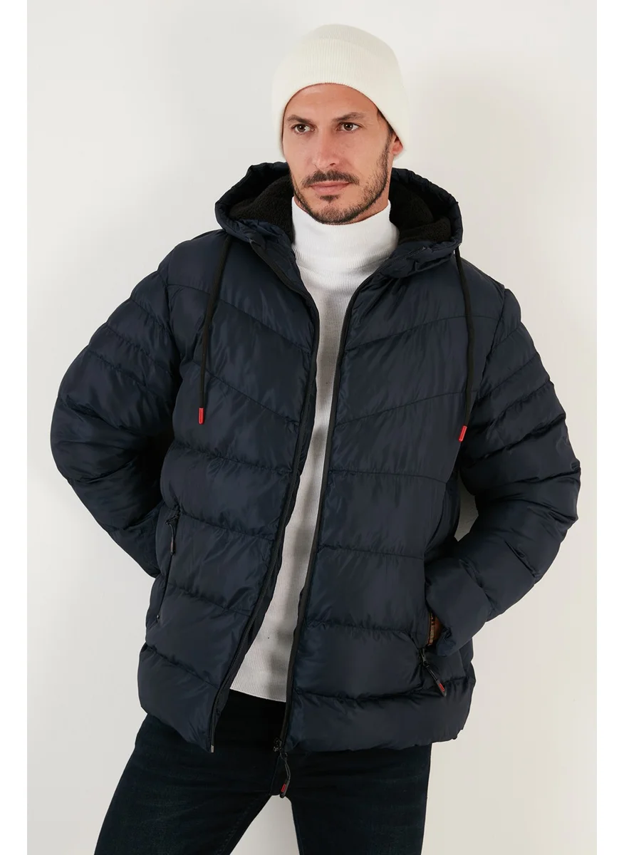 Buratti Plush Lined Hooded Zippered Slim Fit Puffer Coat Men's Coat 5762010