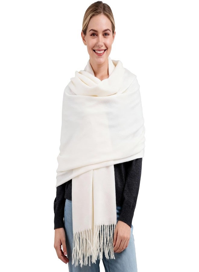 Fengek Pashmina Scarf for Women - Warm Winter Cashmere Blend, Versatile Scarves for Cold Weather & Daily Wear (White) - Image 5