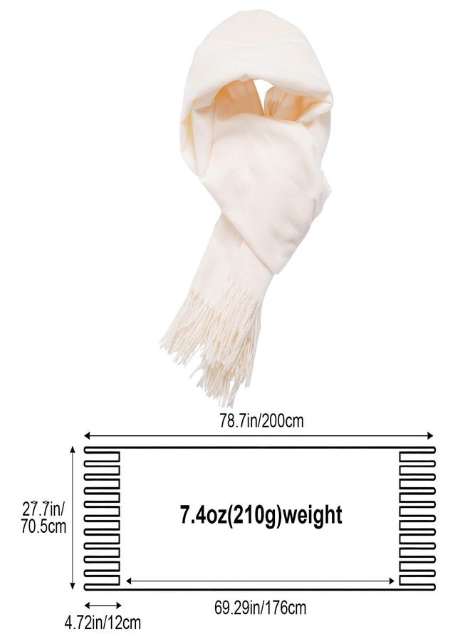 Fengek Pashmina Scarf for Women - Warm Winter Cashmere Blend, Versatile Scarves for Cold Weather & Daily Wear (White) - Image 2