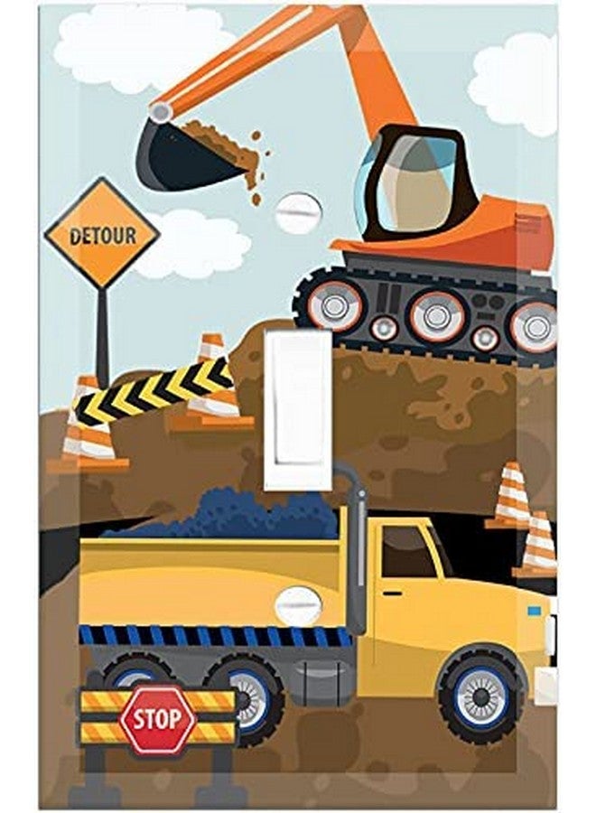 Create-A-Mural Truck Boys Room Light Switch Cover Plate Kids Decorative Tractor Nursery Teen Toddler Room Decor Bedroom Bathroom Playroom (Construction Truck) - Image 1