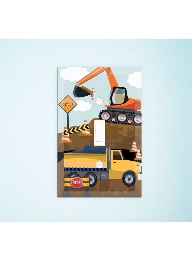 Create-A-Mural Truck Boys Room Light Switch Cover Plate Kids Decorative Tractor Nursery Teen Toddler Room Decor Bedroom Bathroom Playroom (Construction Truck) - Image 3