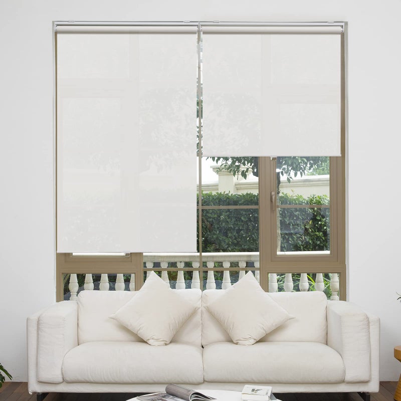 AOSKY Cordless Roller Shades for Windows Light Filtering Shades with 5% Openness Solar Screen Semi Sheer Roller Blinds UV Protection for Office and Home. Easy to Install 25" W x 72" H (White) - Image 2