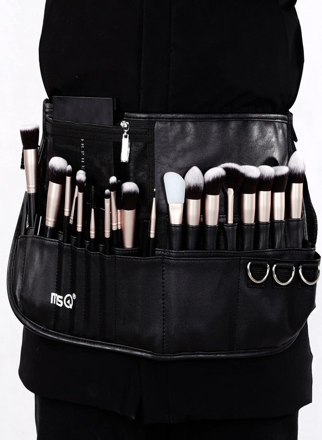 MSQ Makeup Brush Bag with Belt Cosmetic Brush Pouch Holder Organizer Multi Pocket Apron Pack with Adjustable Artist Belt Strap Large Capacity Great for Artist/Fashion Stylist (Brush Not Included) - Image 3
