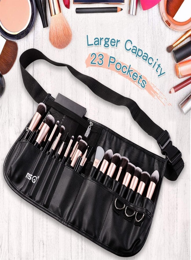 MSQ Makeup Brush Bag with Belt Cosmetic Brush Pouch Holder Organizer Multi Pocket Apron Pack with Adjustable Artist Belt Strap Large Capacity Great for Artist/Fashion Stylist (Brush Not Included) - Image 5