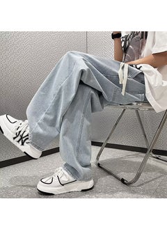 Light Blue Loose Fit Denim Jeans Mens Summer Light blue