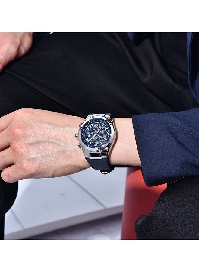 BENYAR Men's Quartz Watch, Leather Strap - Sports Chronograph, Automatic Date Display, Daily Waterproof, Fashionable Design - Image 3