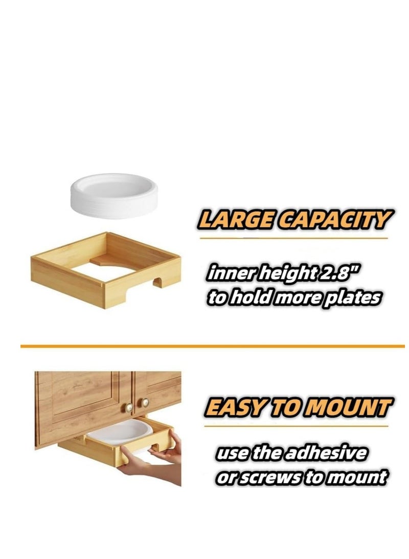 Paper Plate Dispenser Under Cabinet, Organize Kitchen with Under Shelf Storage, 10-Inch Cabinet Bamboo Paper Plates Holder, Kitchen Counter Vertical Plate,paper plate dispenser (Color : Yellow) - Image 5