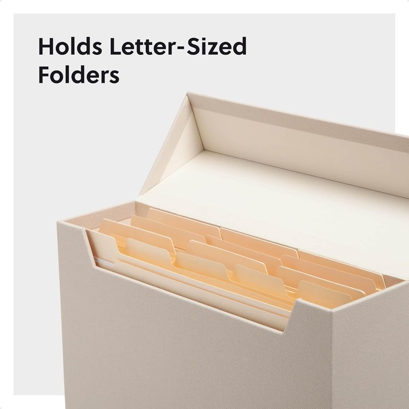 Smead SMEAD Flip Top File Box 10 x 37 x 13 Beige Natural Linen Gold Metal Nameplate 70232 - Image 4