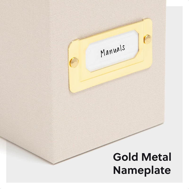 Smead SMEAD Flip Top File Box 10 x 37 x 13 Beige Natural Linen Gold Metal Nameplate 70232 - Image 5