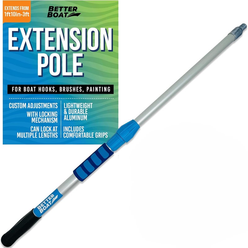 Better Boat Extension Pole, Telescoping Rod, 1.8-3 ft Extendable Deck Brush Handle, Boat Hook, Painter’s Stick, 3/4" Universal End, Twist Lock, for Paint Rollers, Mops, and Long Reach Tasks - Image 1