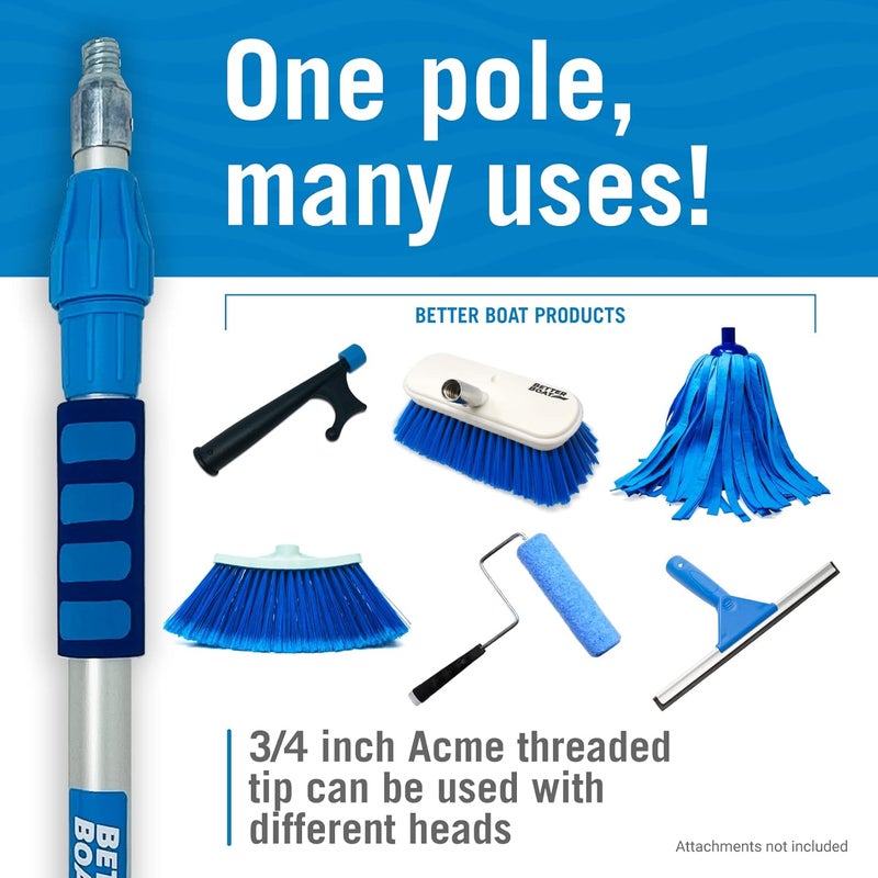 Better Boat Extension Pole, Telescoping Rod, 1.8-3 ft Extendable Deck Brush Handle, Boat Hook, Painter’s Stick, 3/4" Universal End, Twist Lock, for Paint Rollers, Mops, and Long Reach Tasks - Image 3