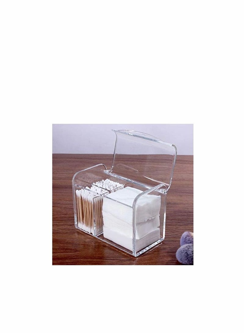 KASTWAVE 3 Partitions Cotton Ball and Swab Holder Organizer with Lid, Clear Acrylic Cotton Pad Container for Cotton Swabs, Q-Tips, Make Up Pads, Cosmetics and More - Image 5