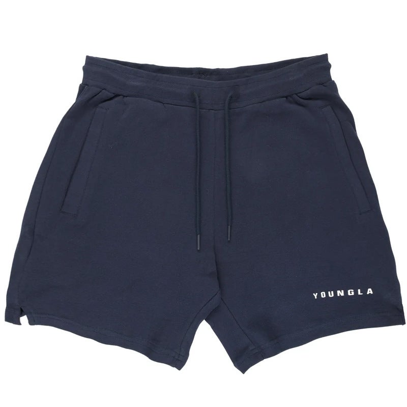 YOUNGLA Mens Cotton Athletic Shorts Gym Basketball Training blue and gray - Image 4