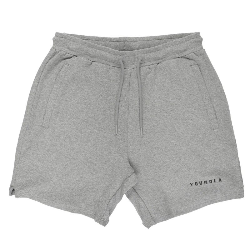 YOUNGLA Mens Cotton Athletic Shorts Gym Basketball Training blue and gray - Image 5