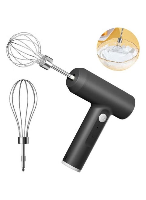 Hand Mixer Electric Handheld with 2 Detachable Beaters and 3 Speed Modes, Electric Whisk, Cordless Egg Beater Small Mixer for Kitchen Baking & Cooking for Coffee, Milk, Eggs, Cakes, Chocolate, Black