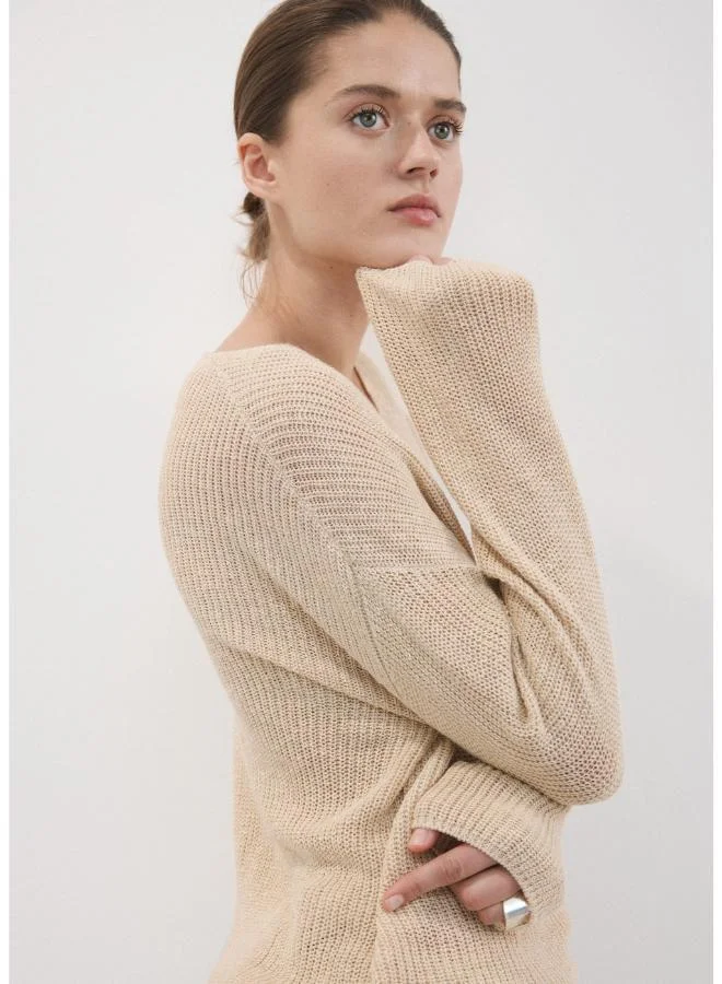 MANGO  V-neck openwork knitted sweater for Women | Best Price UAE