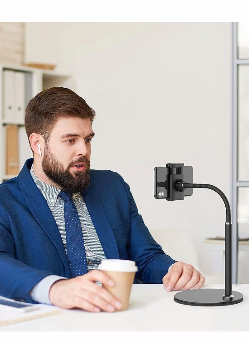 Excefore - Cell Phone Stand, Adjustable Height & Angle Phone Holder Flexible Arm Universal Phone Stand for Desk, Aluminum Alloy Desktop Cell Phone Holder Compatible with 3.5"-6.5" Device - Image 1