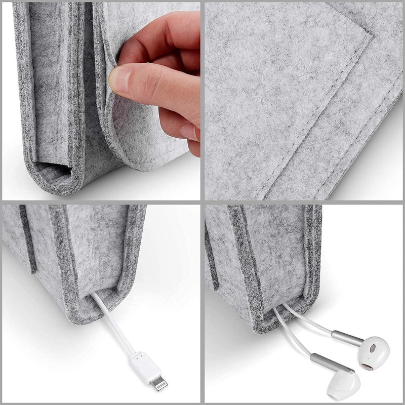 Bennort Bennort Felt Bedside Caddy Bedside Storage Organizer Bed Caddy for Remote Control Tablet Laptop Glasses Mobile Phone Book Magazines with 5 Pockets Bed side Hanging Storage Organizer  - Image 2