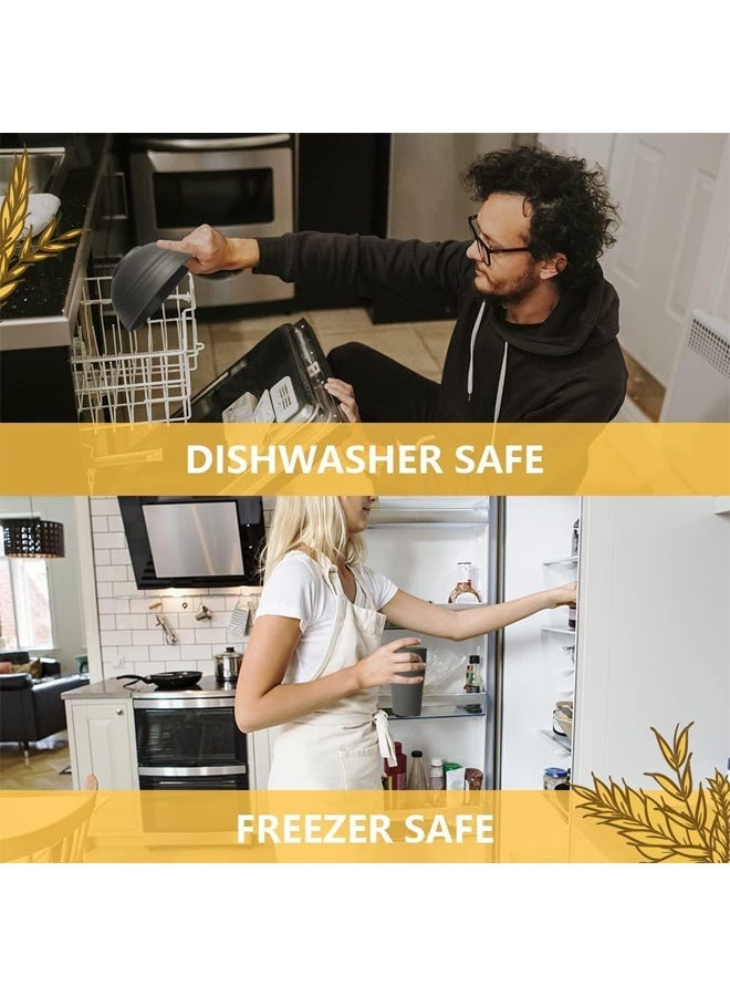 DUNISO طقم أدوات المائدة من 16 قطعة من قش القمح البلاستيكي، طقم أدوات المائدة، طقم أطباق عشاء قابلة لإعادة الاستخدام للمطبخ والتخييم في الهواء الطلق، أكواب وأطباق ووعاء غير قابلة للكسر (أسود) - Image 5