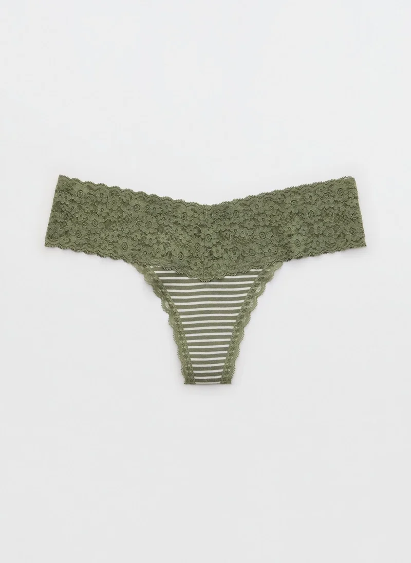 Aerie Superchill Vintage Lace Cotton Thong Briefs