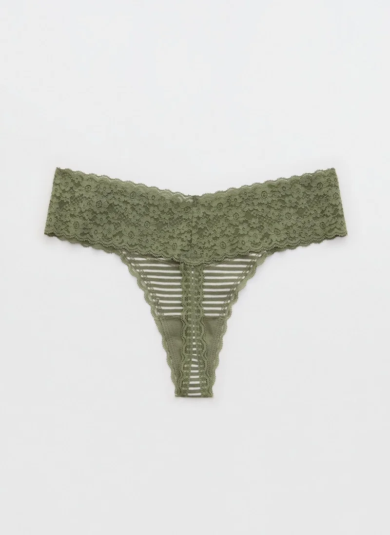 Aerie Superchill Vintage Lace Cotton Thong Briefs