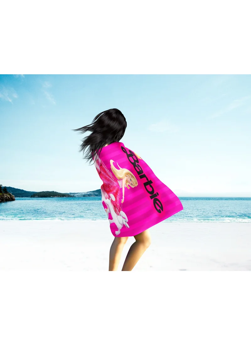 Erays Home Barbie Patterned Digital Printed Beach Bath Towel