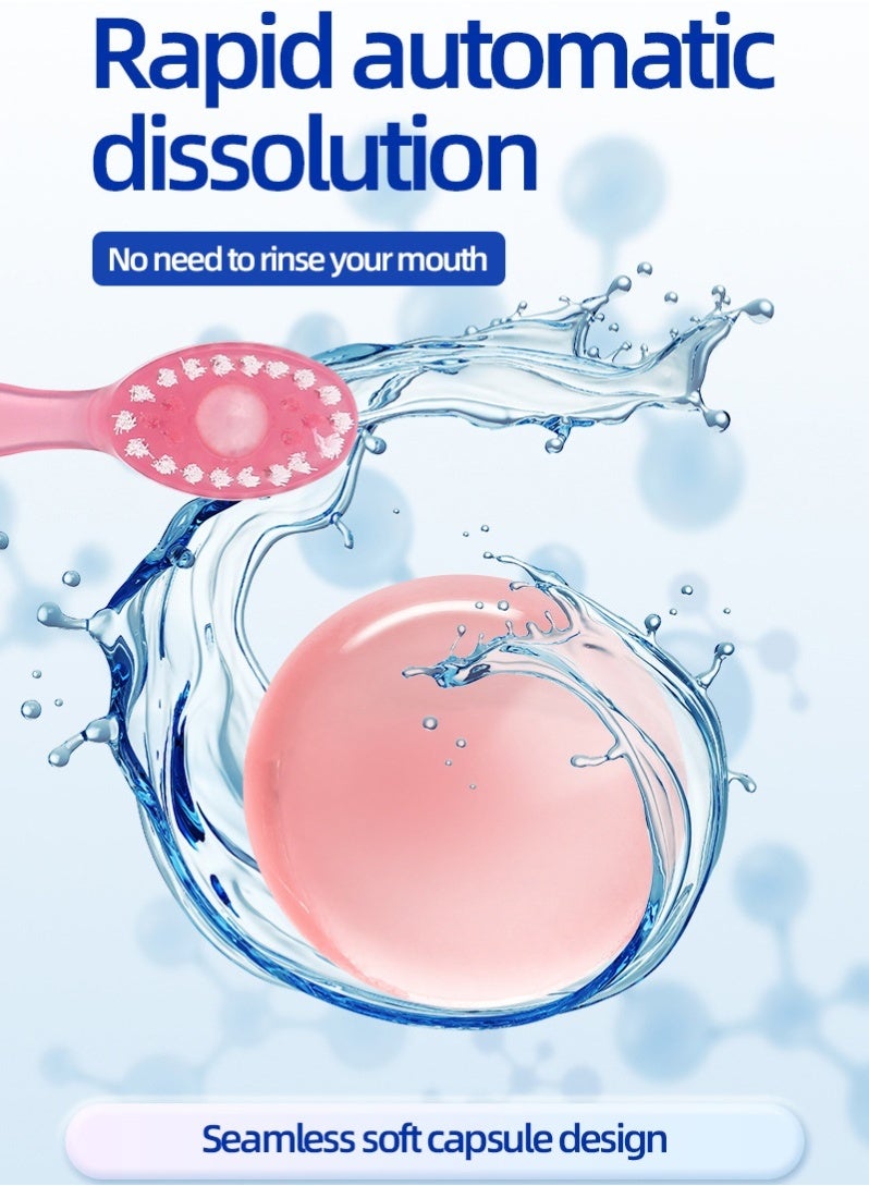 منت 5 In 1 Mini Toothbrush  Floss  Tongue Scraper  Toothpick Set, , Disposable Mini Toothbrushes  With Bursting Beads, No Toothpaste Required,Convenient And Easy to Carry, Cleans The Mouth and Freshens Breath 10pcs（Cherry Flavor） - Image 4