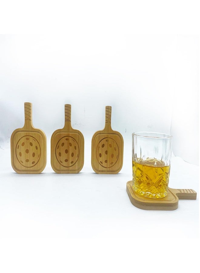 Bivpreom 4 Pack Pickleball Drink Coasters，Pickleball Wood Coasters ，Pickleball Gifts - Image 1