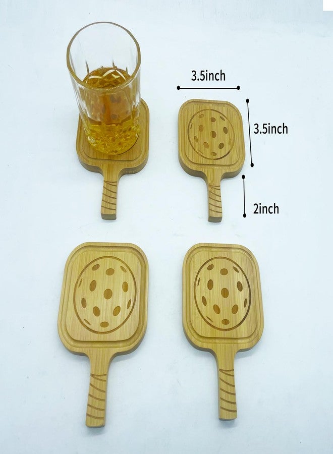 Bivpreom 4 Pack Pickleball Drink Coasters，Pickleball Wood Coasters ，Pickleball Gifts - Image 2