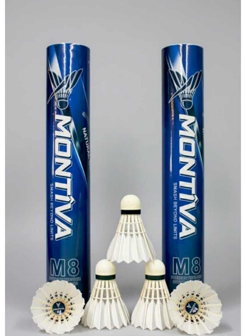 Montiva Shuttlecock - Premium Goose Feather Shuttle - Pack of 12 - Image 1