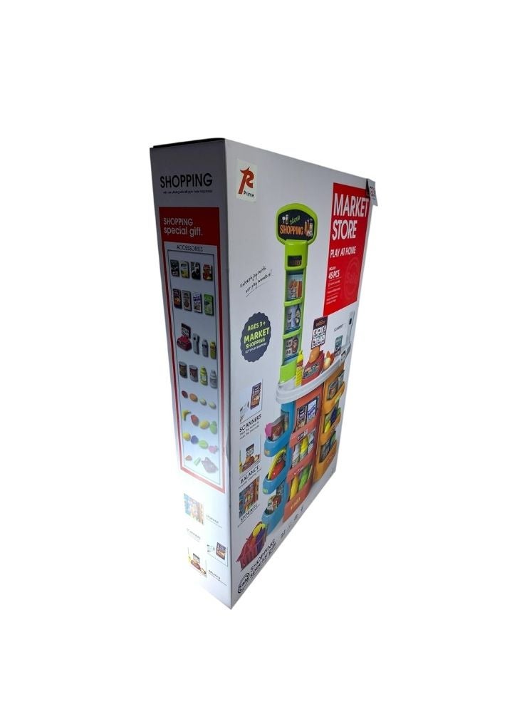 Premium Market Store Playset – 45 Pcs Supermarket Shopping Counter Toy with Scanner and Groceries - Image 2