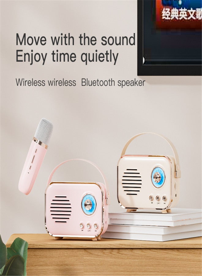 مكبر صوت صغير بتصميم كلاسيكي، محمول لاسلكيًا، يعمل بتقنية بلوتوث، مزود بميكروفون، مثالي للكاريوكي في الهواء الطلق، جهاز متكامل، مكبر صوت صغير عالي الدقة، مضخم صوت، هدية تذكارية - Image 3