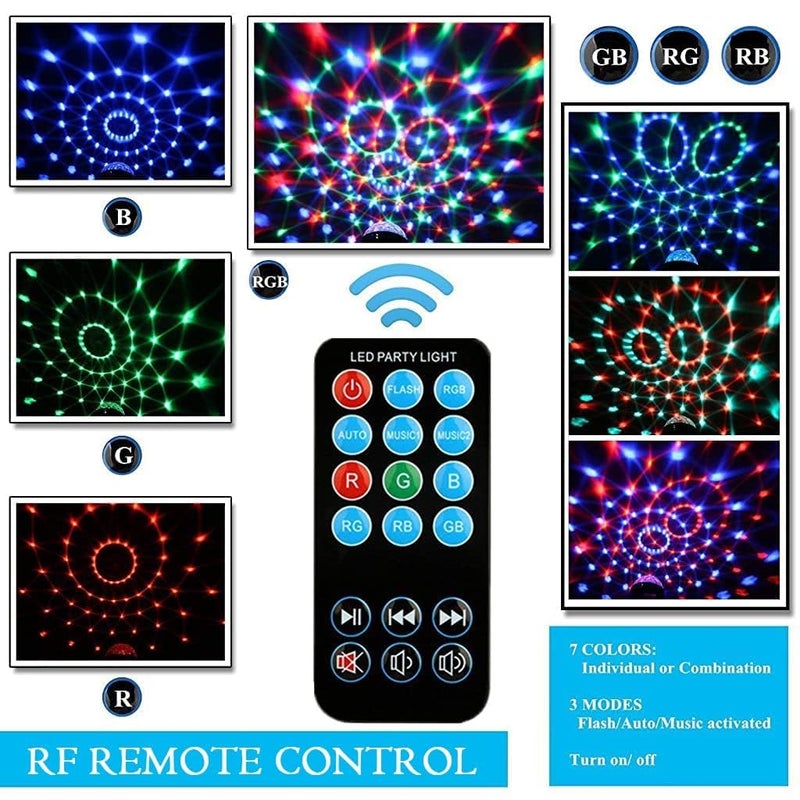 SUNBEET DJ Light Party Disco Light for Home Party 10M Remote Control Led Disco Ball 7 Colors Pattern 4 Modes Dancing Light for Room Rotating Bulb Magic Lights for Diwali Karaoke Birthday - Image 4