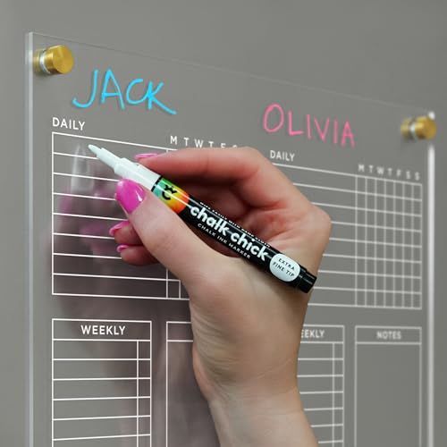 Visibly Magnetic Acrylic Chore Chart for Fridge with Weekly and Notes Section. Includes 4 Magnetic Wet-Erase Markers for Refrigerator, 12” X 9". Put Those Kids to Work! | Silver Magnets - Image 5